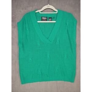 Vintage Fabriano 80/90’s Sweater Medium Vest Sleeveless Top Green